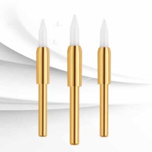 Dental ceramic soft tissue trimmer bur in flame shape for gingival contouring and soft tissue trimming.
